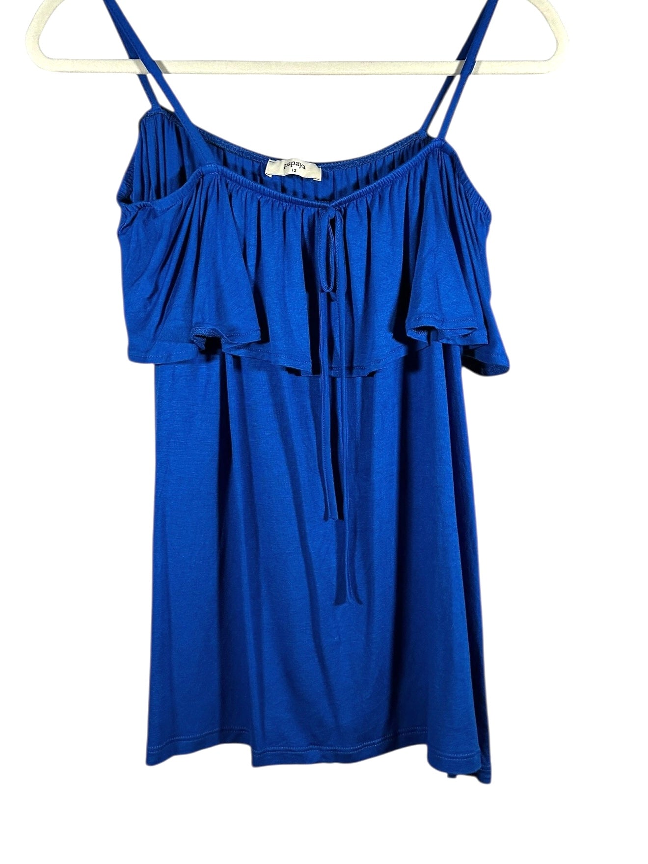 Papaya -Use/Blue Spanish Off-Shoulder Ruffled Top/ SD-0006